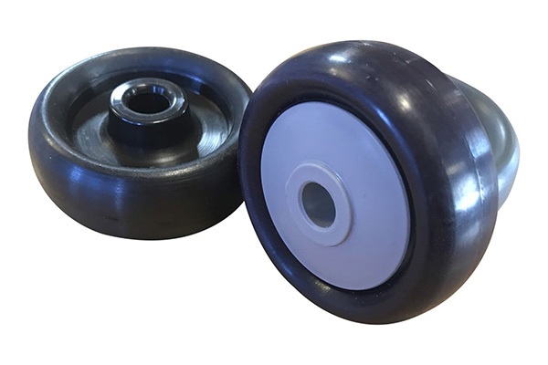 Polyurethane wheels are quiet and non-skid.