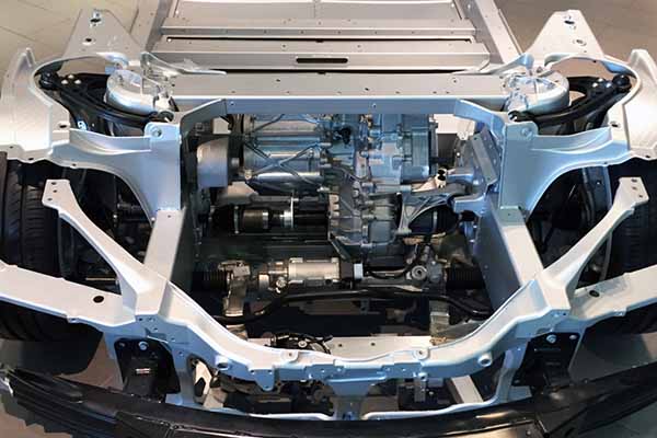 Vacuum sealed aluminum car frame. Image courtesy of Tesla.