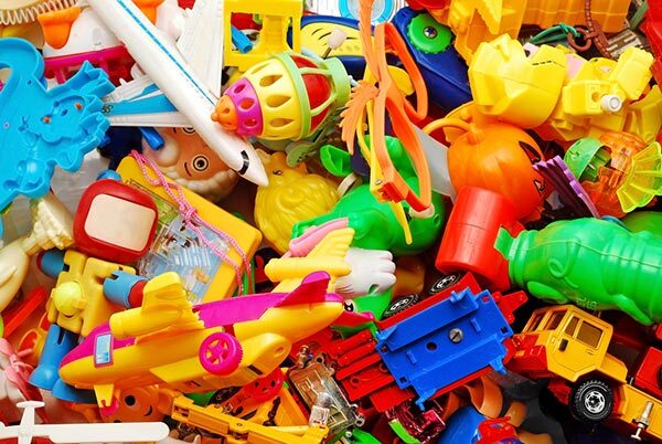 Polyethylene is the most common plastic used for toys.