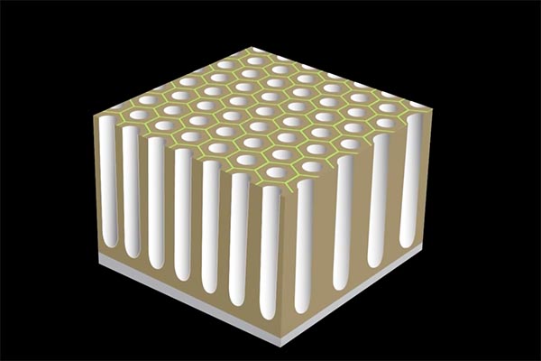 A regular pattern of surface porosity is created when electric current is applied.