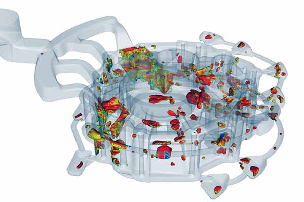 Simulation of micropores in a PDC part. Image courtesy of Flow3D.